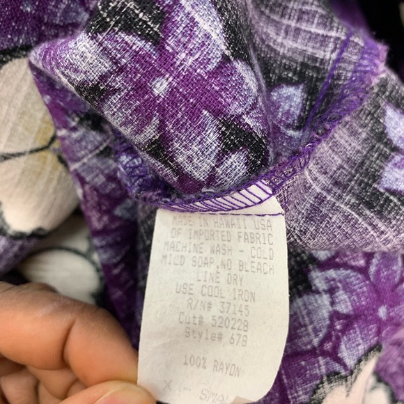 Hilo Hattie Maxi Dress Purple Floral Puff Sleeves - Picture 12 of 13